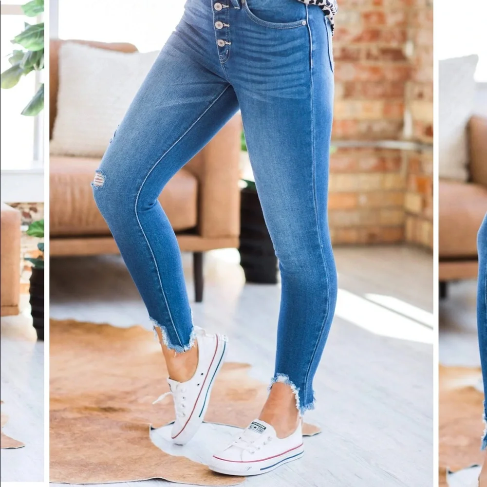 Jersey Button Fly Kancan NWT SIZE 9 medium denim wash - Picture 6 of 9